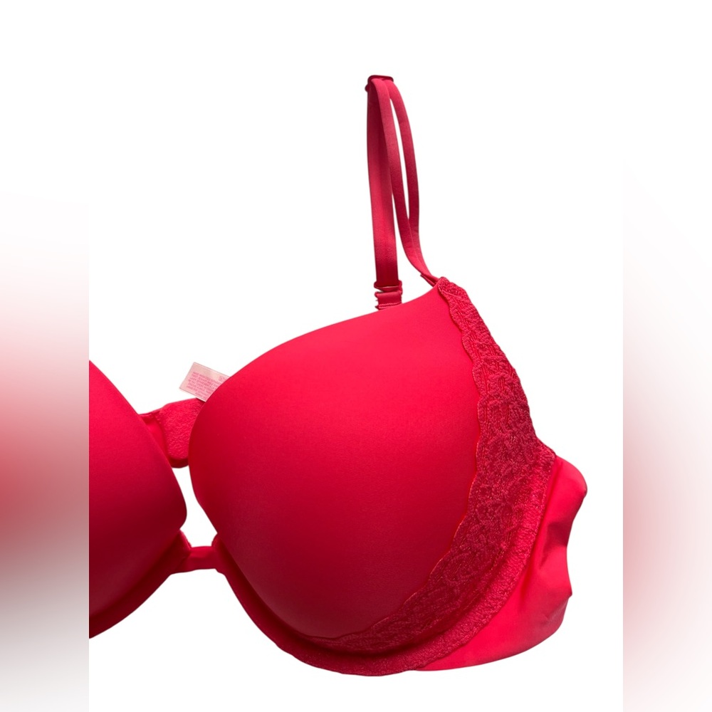 Victoria’s Secret Push-Up Plunge Underwire Bra 38C Pink Lace - Picture 3 of 7